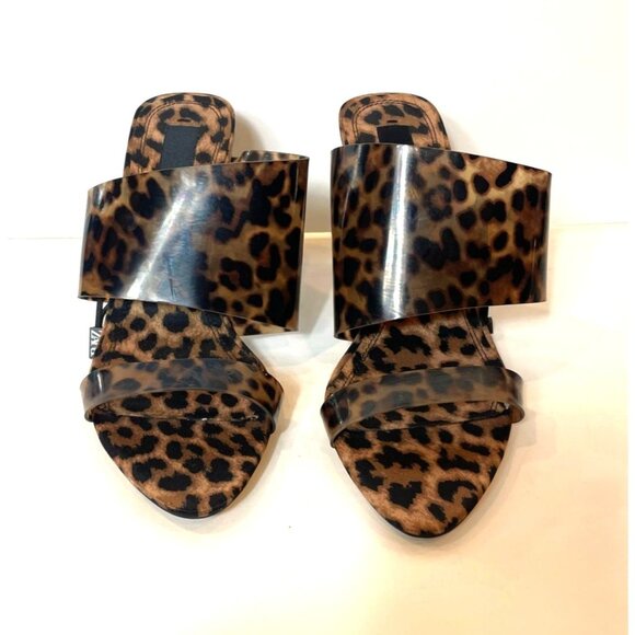 Zara Leopard Print Vinyl Heeled Mules EU 39 US 8.5 Chic & Trendy NWT Stylish Wom - Picture 8 of 16